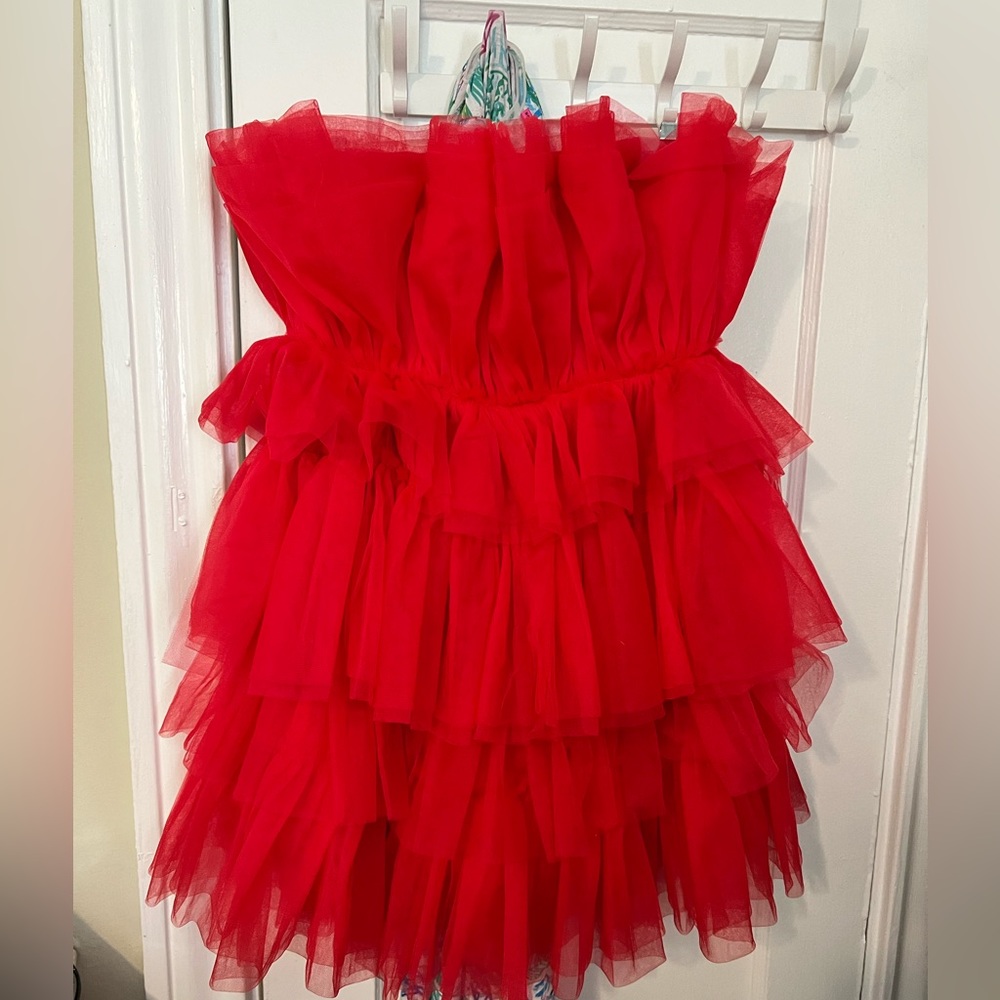 Red fluffy dress. NWT size large